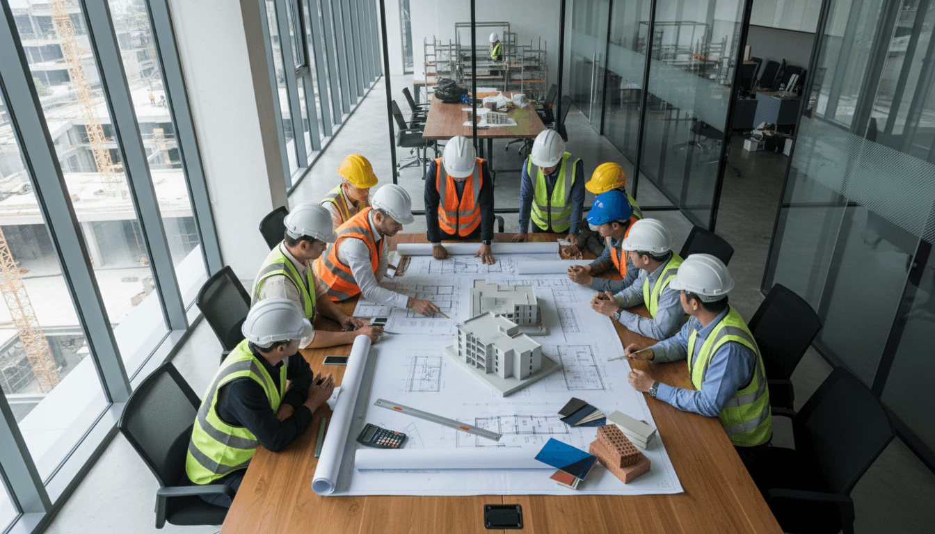 CUBICWORKS0 LTD engineers collaborating on construction project details